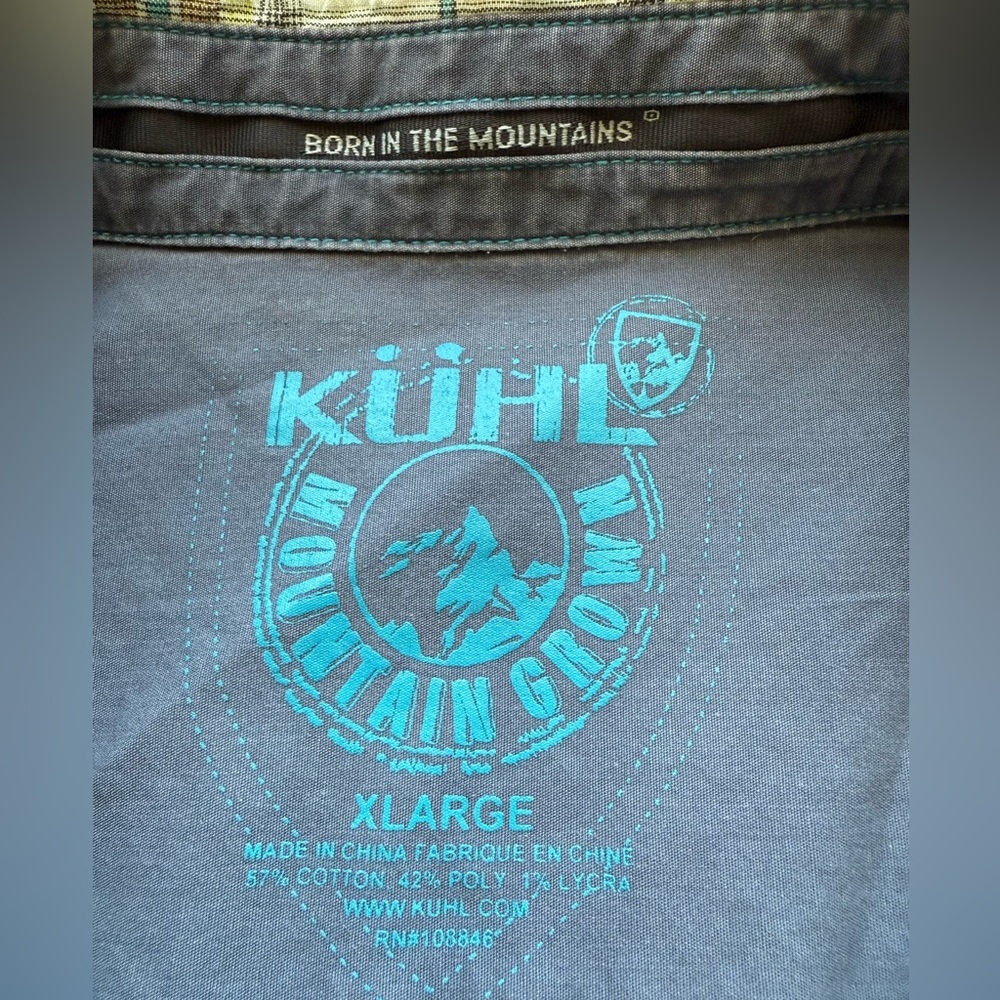KUHL Mens XL Crinkle Stallion Short Button Up Lightweight‎ Green Outdoor Hiking - Picture 7 of 9